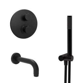 Душевой комплект Paini Cox 78PZSET26911THBATH с термостатом чёрный матовый